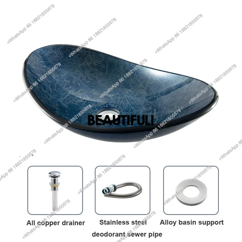 

HR Washroom Washbasin Pure Color Tempered Glass Above Counter Basin Simple Art Basin Hotel Bathroom Basin Vessel Vanity Bar