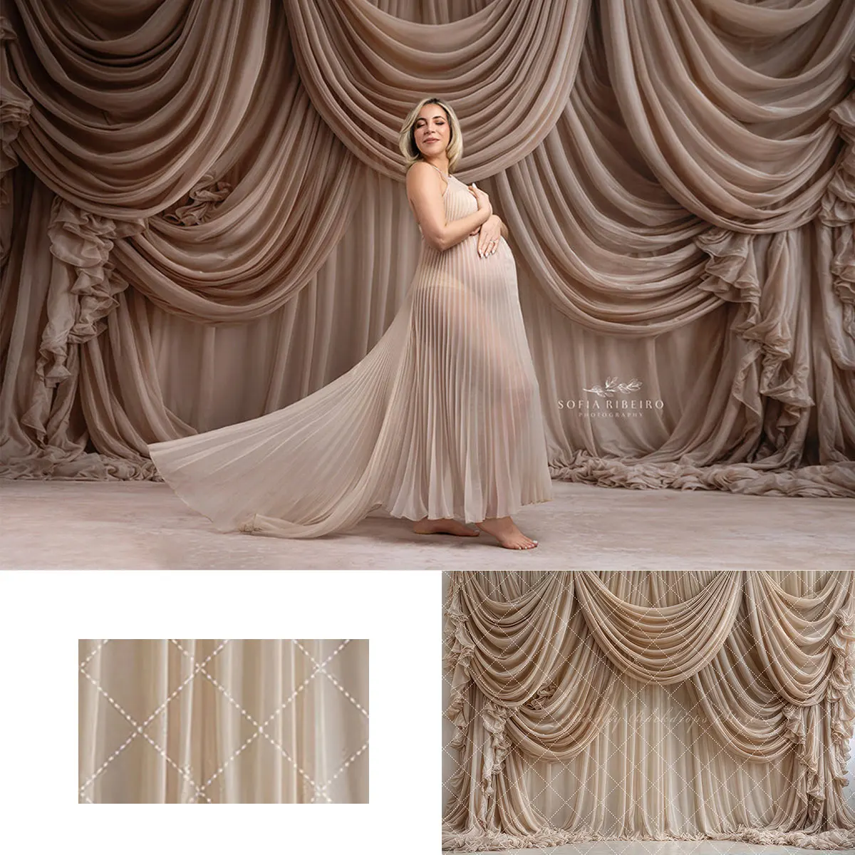 Champagne Cascade Draped Photo Backdrop Kids Adult Photography Portrait Props Baby Girl Photocall For Photostudio Backgrounds