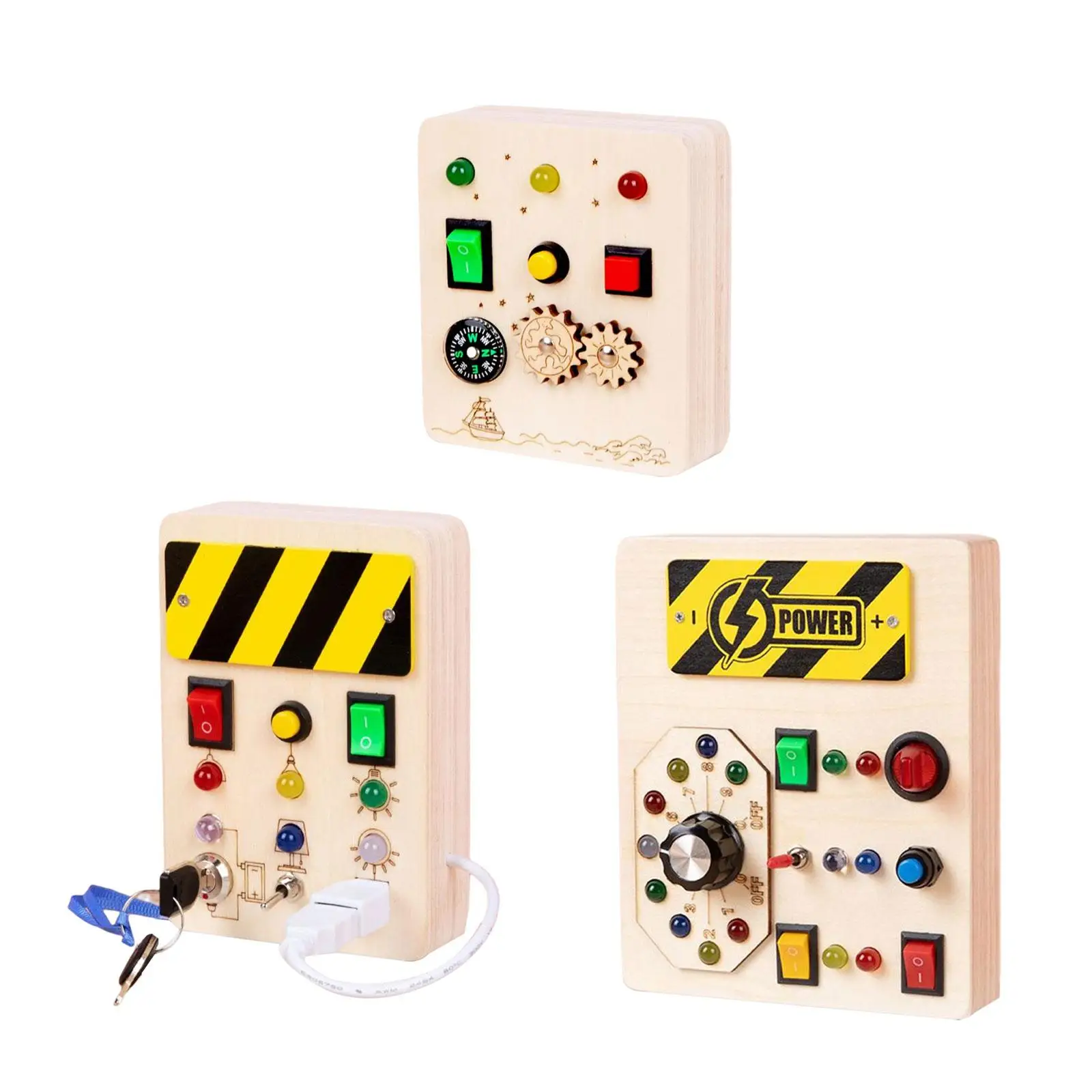 Wooden Sensory Toys Developing with Light Switch Buttons for Party Outdoor