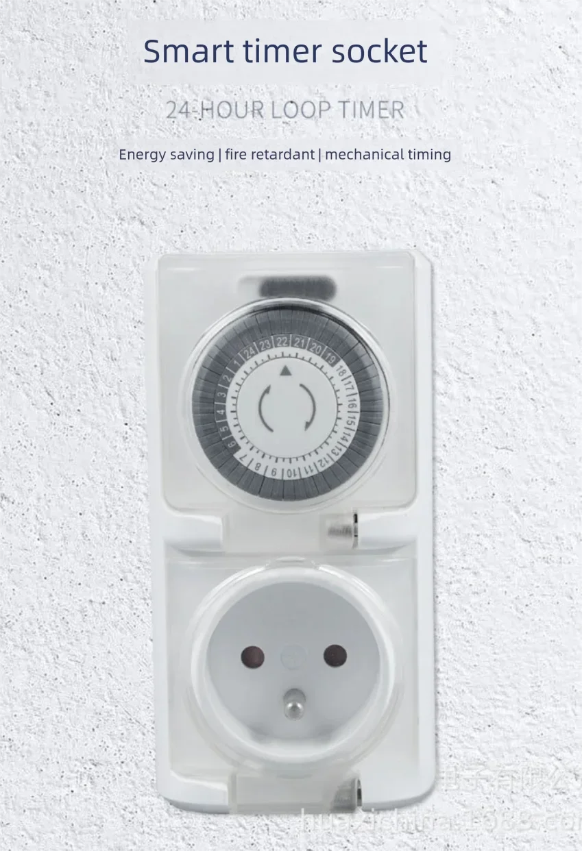 EU Standard 24-Hour Cycle Mechanical Timer Socket for Lamp Pump Fan - French Timing Switch Time Control for Home Automation