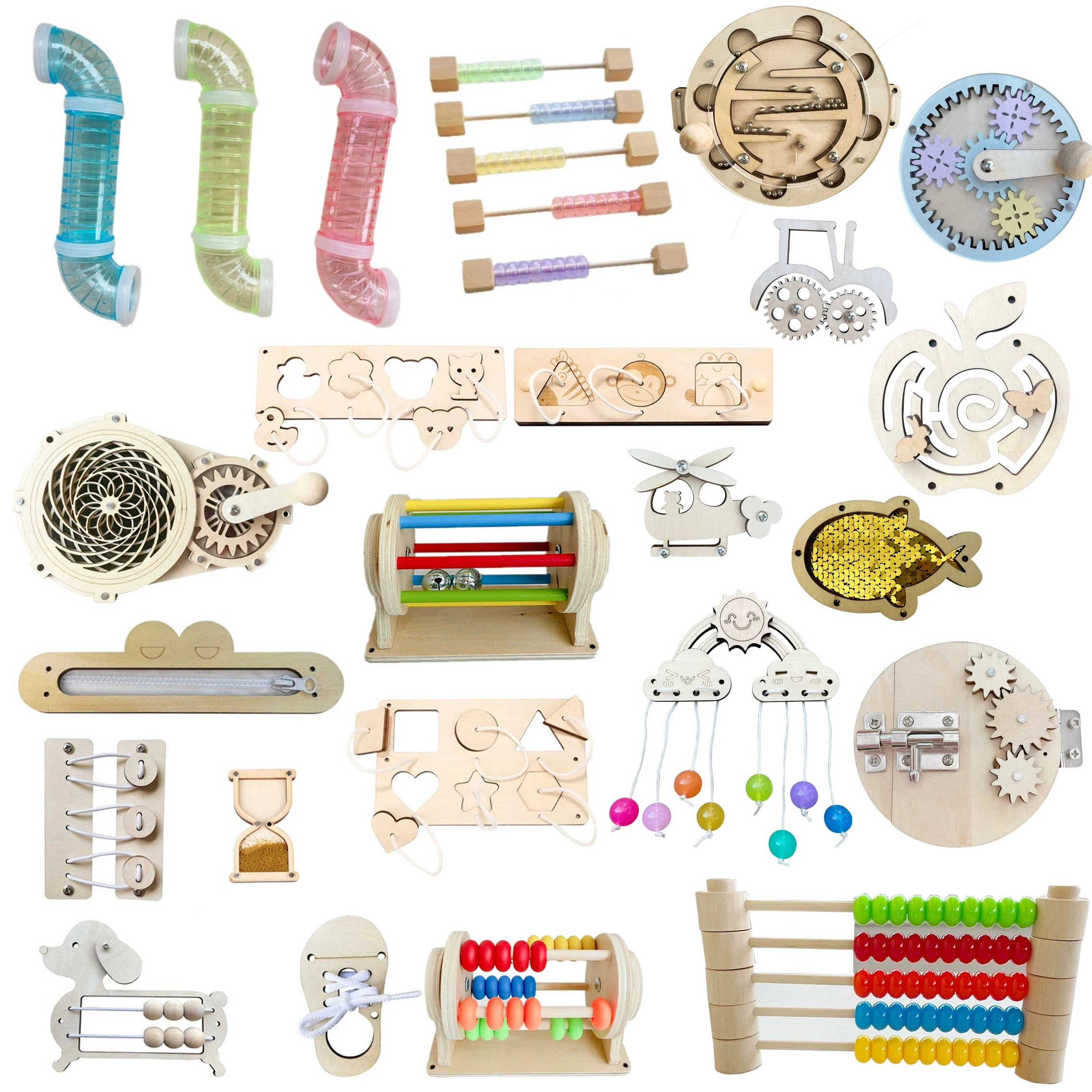 Новый детский сад Монтессори, занятая доска, песочные часы, пазлы, аксессуары, колокольчик, роликовый счет, настенная игрушка из бисера, развивающая игрушка для подарка