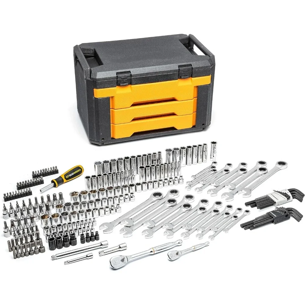 232 Piece Mechanics Tool Set in 3 Drawer Storage Box | 80944 waterproof case  tool box with wheels  tool box