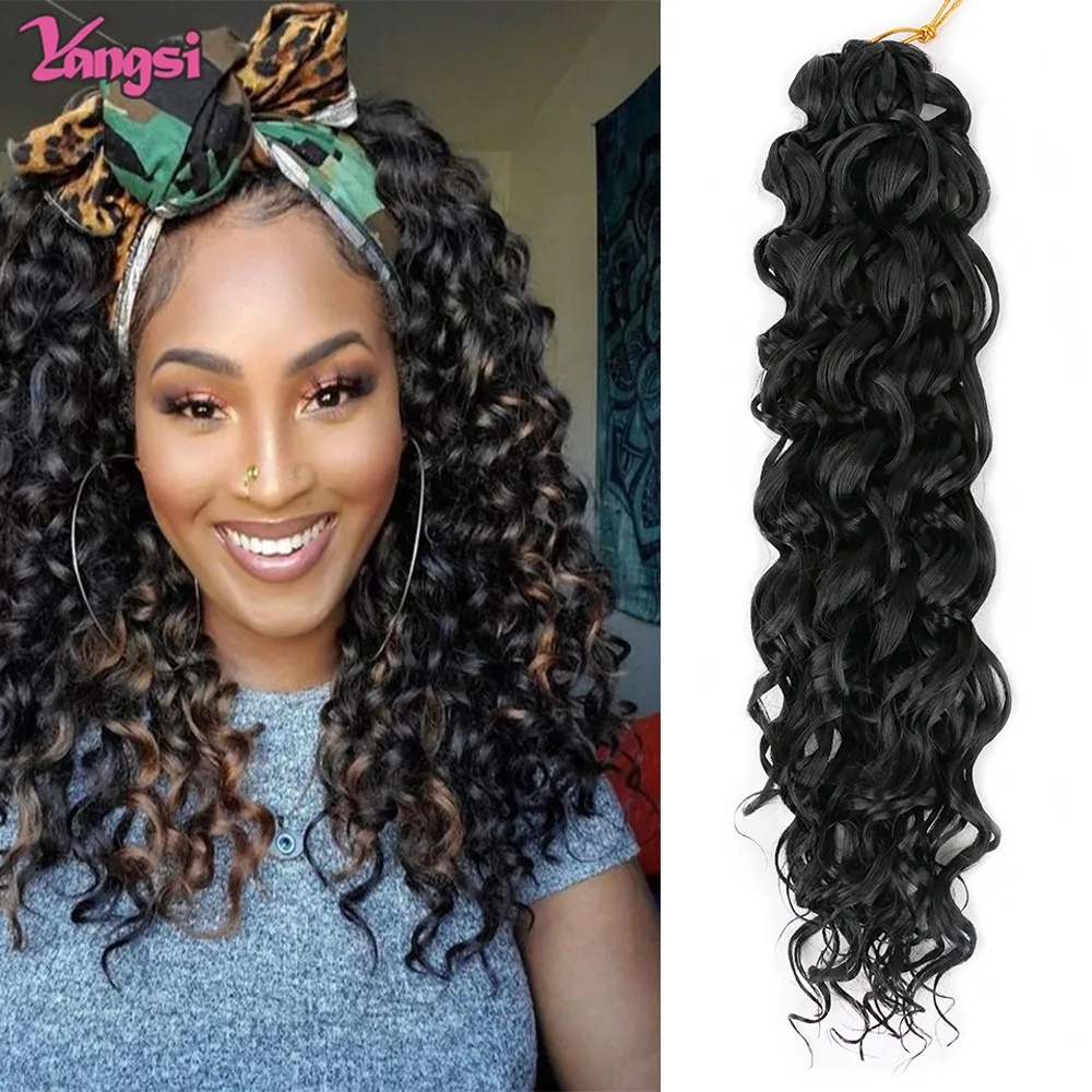 Full Star 14” GoGo Curl Crochet Hair Water Wave Curly Crochet Ombre Black Braids for Women Short Beach Curl Synthetic Deep Curly