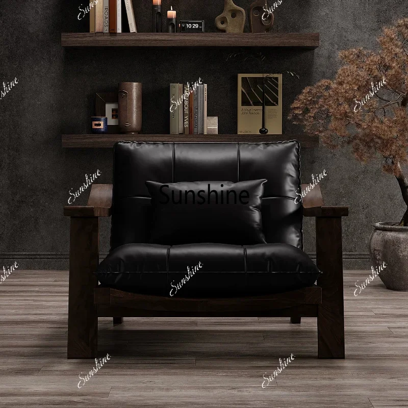 Medieval solid wood leisure chair retro single sofa chair rest sitting sofaTJ
