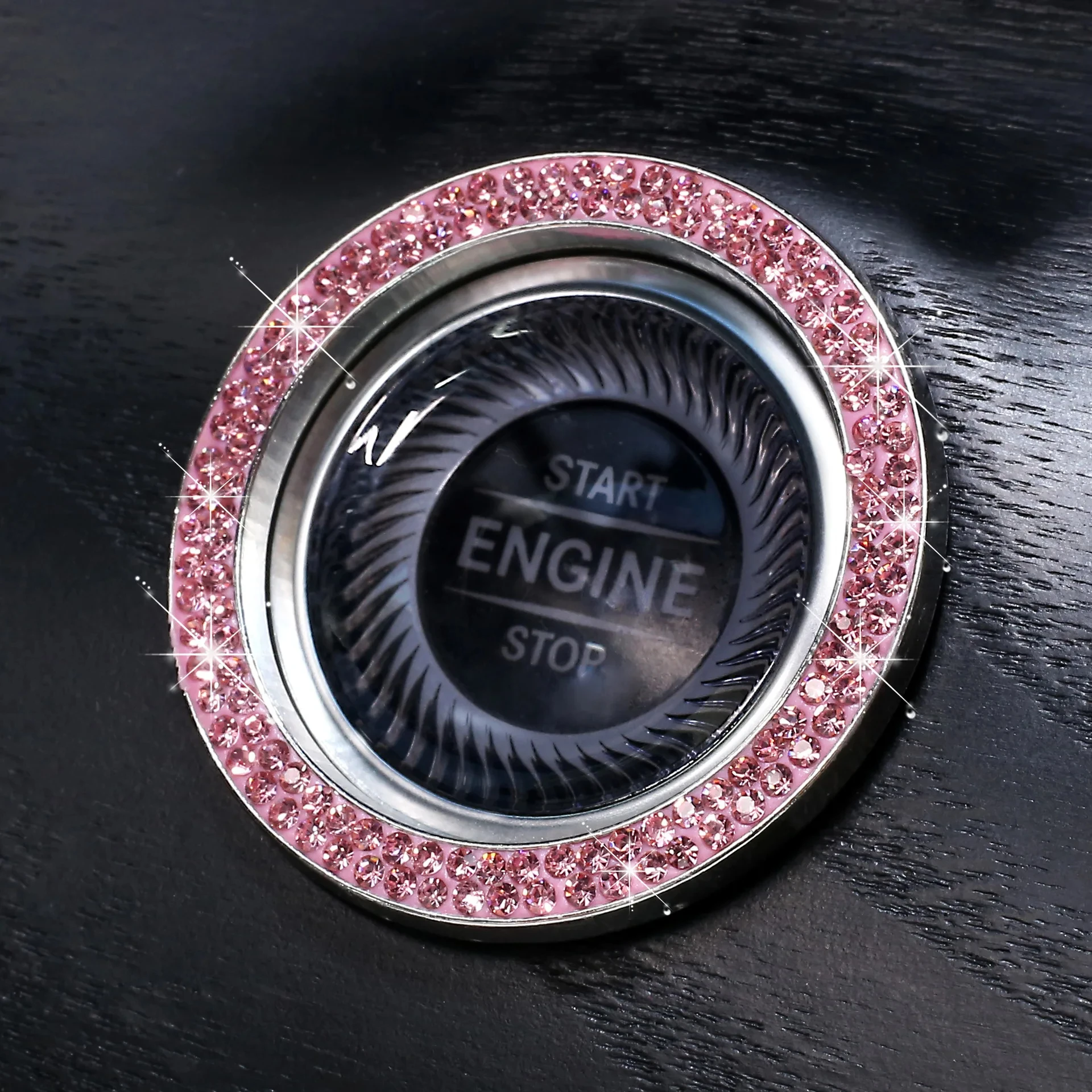 Diamond Engine Ignition Onekey Start Stop Push Button Switch Protective Cover Bling Girls Auto Accessories Car Interior Decor