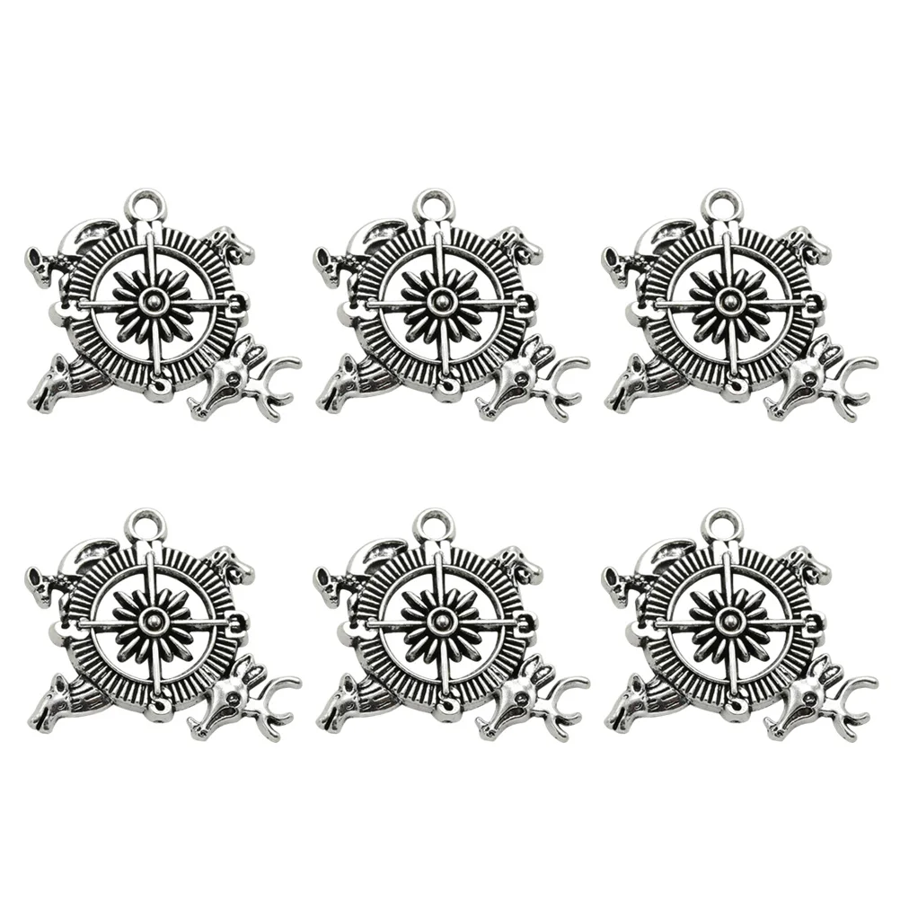 

20 Pcs Compass Necklace Silver Alloy Pendant DIY Charms Jewelry Making Pendants Handmade Crafts Accessories