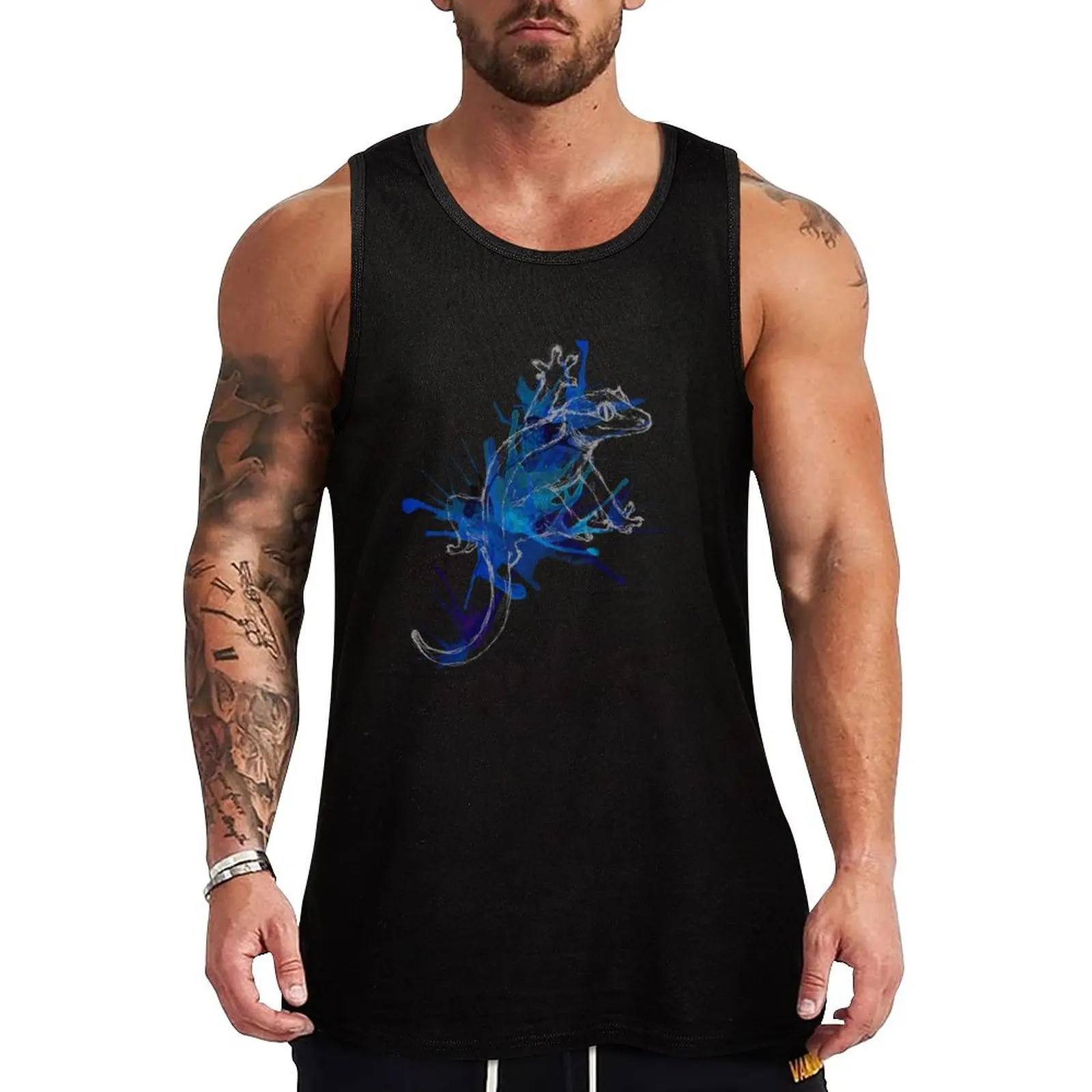 

Taru-Blueberry Splash : Pale Lines Tank Top anime gym gym Men's t-shirts gym training accessories shirt men