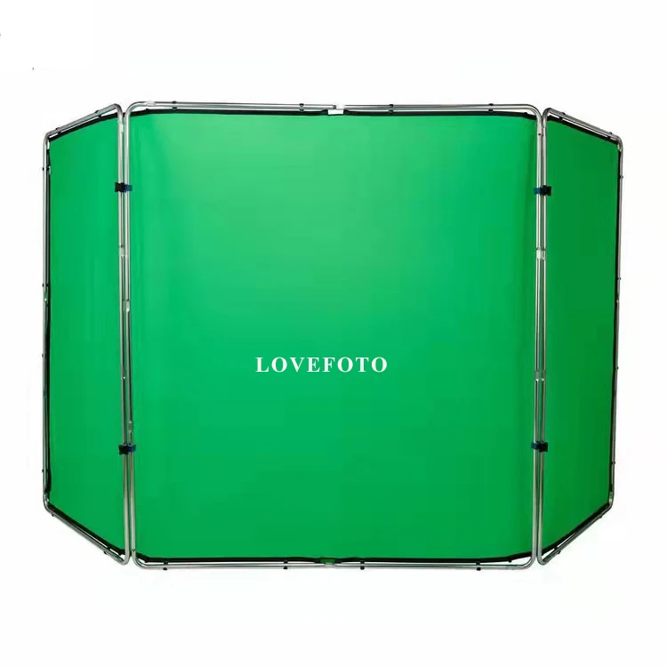 Panoramic Background 4m Chromakey Green 2.4X4M Backdrop for live stream and post-production keying Collapsible chromakey wall