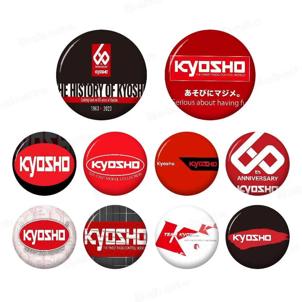 Kyosho Japan RC Logo Creative Pins Funny Round Snap-in Brooch Badge Backpack Hat Accessories Jewelry Gifts for Friend