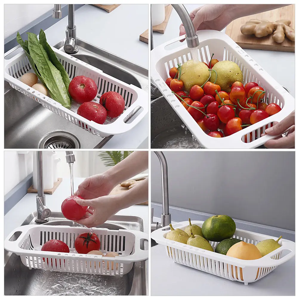 

Adjustable Telescopic Kitchen Sink Drain Basket Storage ganizer White Plate Drying Rack Multi Functional Eco Friendly Safe