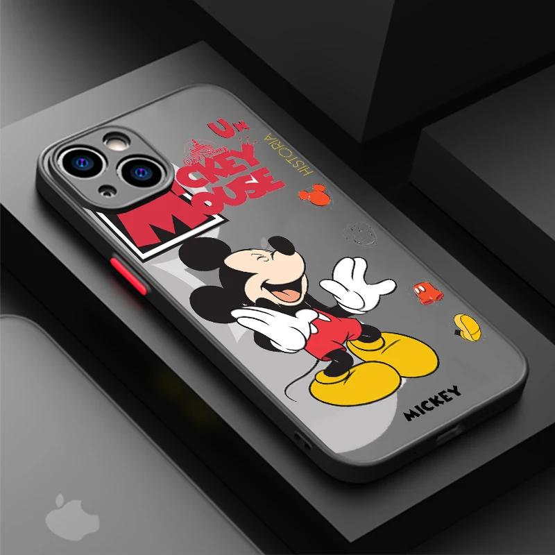 Disney Mickey Minnie Mouse Shadow Phone Case For iPhone 16 14 12 13 11 15 Pro Max XR XS MAX 7 8 PLUS Y2K Happy Girl Back Cover