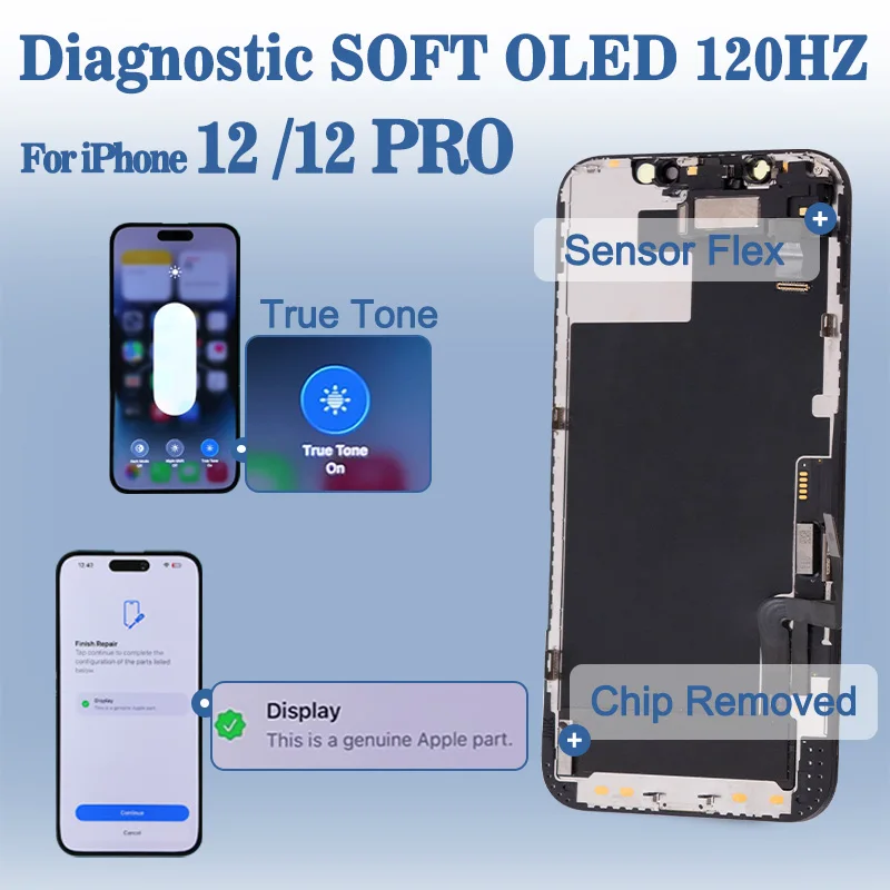 100% Tested Diagnostic OLED Display For iPhone 12 Touch Screen Digitizer Assembly For iPhone 12 Pro Replacement 3D Touch Face ID