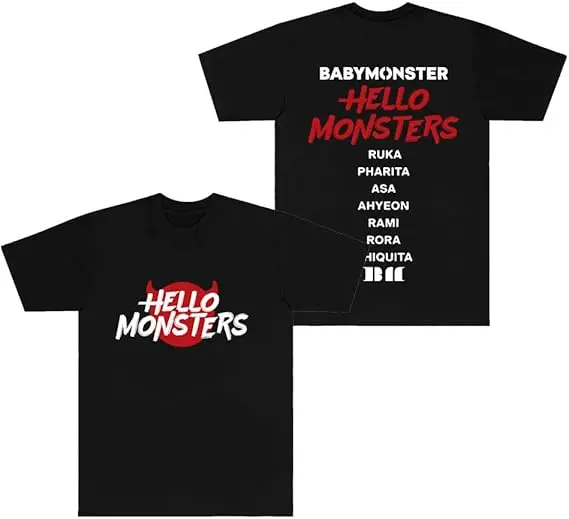 

Футболки Babymonster Hello Monsters World Tour, футболка для косплея, модный топ унисекс с круглым вырезом и короткими рукавами