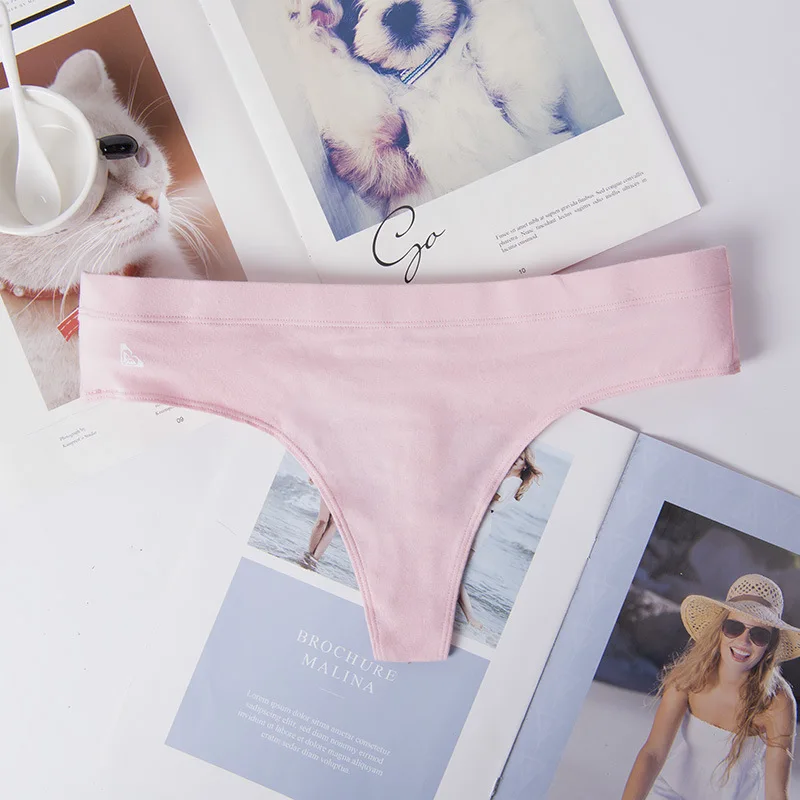 

Women's Sexy Lingerie Briefs Solid Color Underwear Cotton Breathable Ladies Low Rise Seamless Thong Swimwear Soft Beachwear