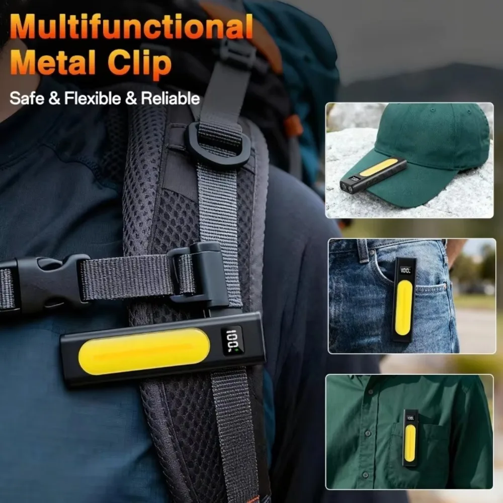 Portable EDC LED Flashlight Type-C Rechargeable Magnetic COB Work Lamp for Outdoor Camping Hiking Emergency Lighting view 4