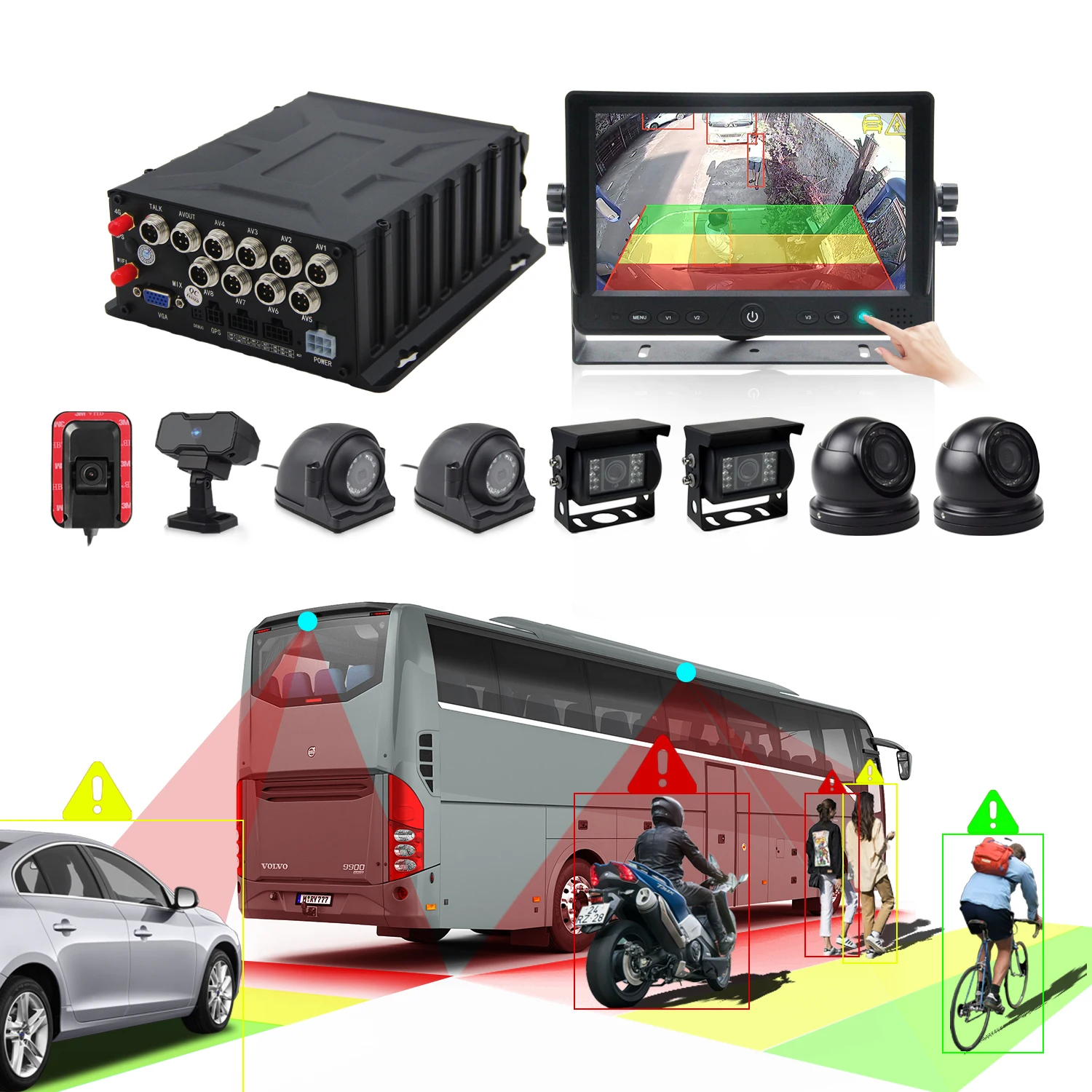 MDVR 8-Channel AI Commercial Vehicle System 1080P Car DVR with HDD Storage for Fleet Security Monitoring