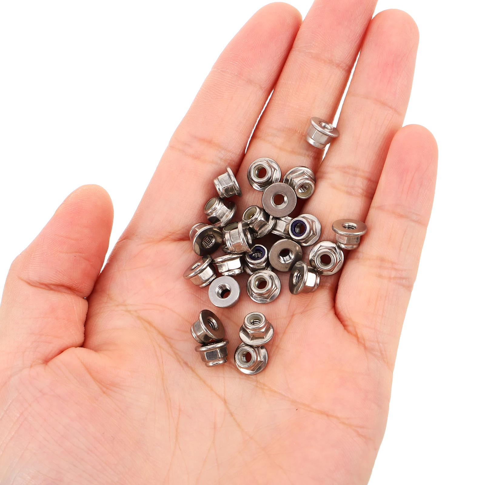 

25Pcs Stainless Steel Hexagon Flange Nuts Nylon Insert Lock Nuts Metric Industrial Construction Fasteners Stainless Steel Flange