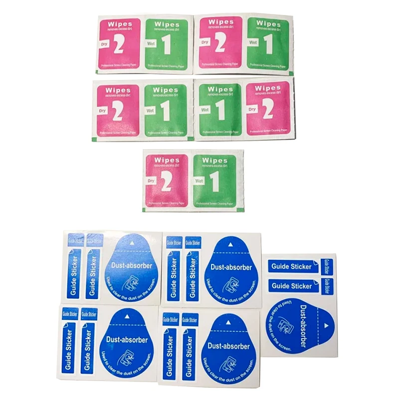 

5 шт., влажные и сухие салфетки, чистящие салфетки, пылезащитные наклейки, инструменты для защиты экрана из закаленного стекла, защитная пленка для телефонов, камеры, планшета
