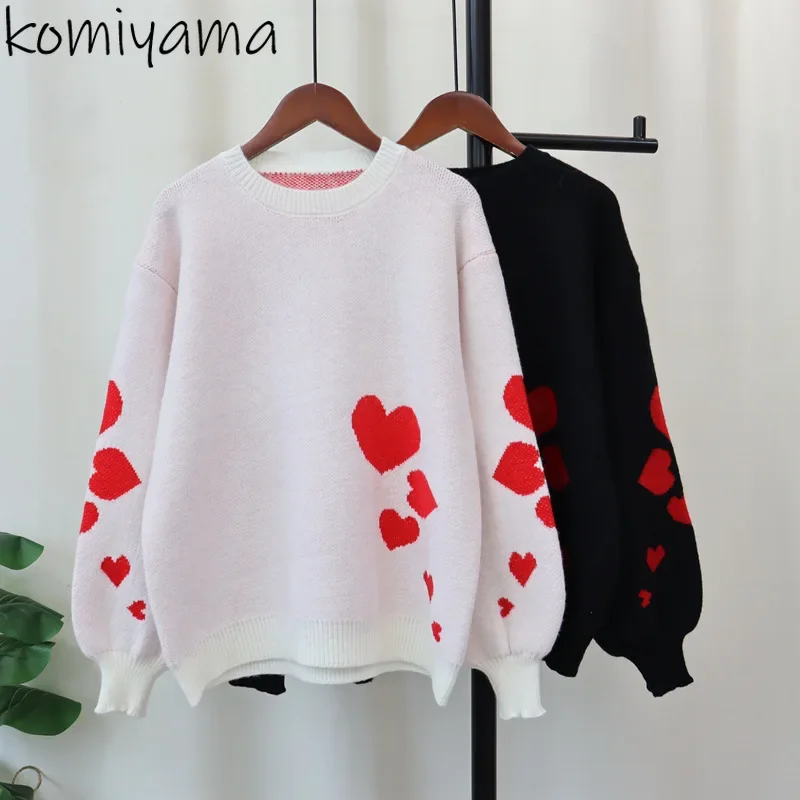 

Hit Color Heart Ropa Mujer, новинка 2024, женский свитер, свободная верхняя одежда с круглым вырезом, зимняя одежда, женские пуловеры с длинными рукавами