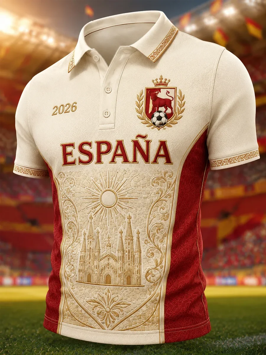 2026 Edition Spanish Soccer Polo Shirt with 3D Print - Comfortable and Breathable - Suitable for Both Men and Women