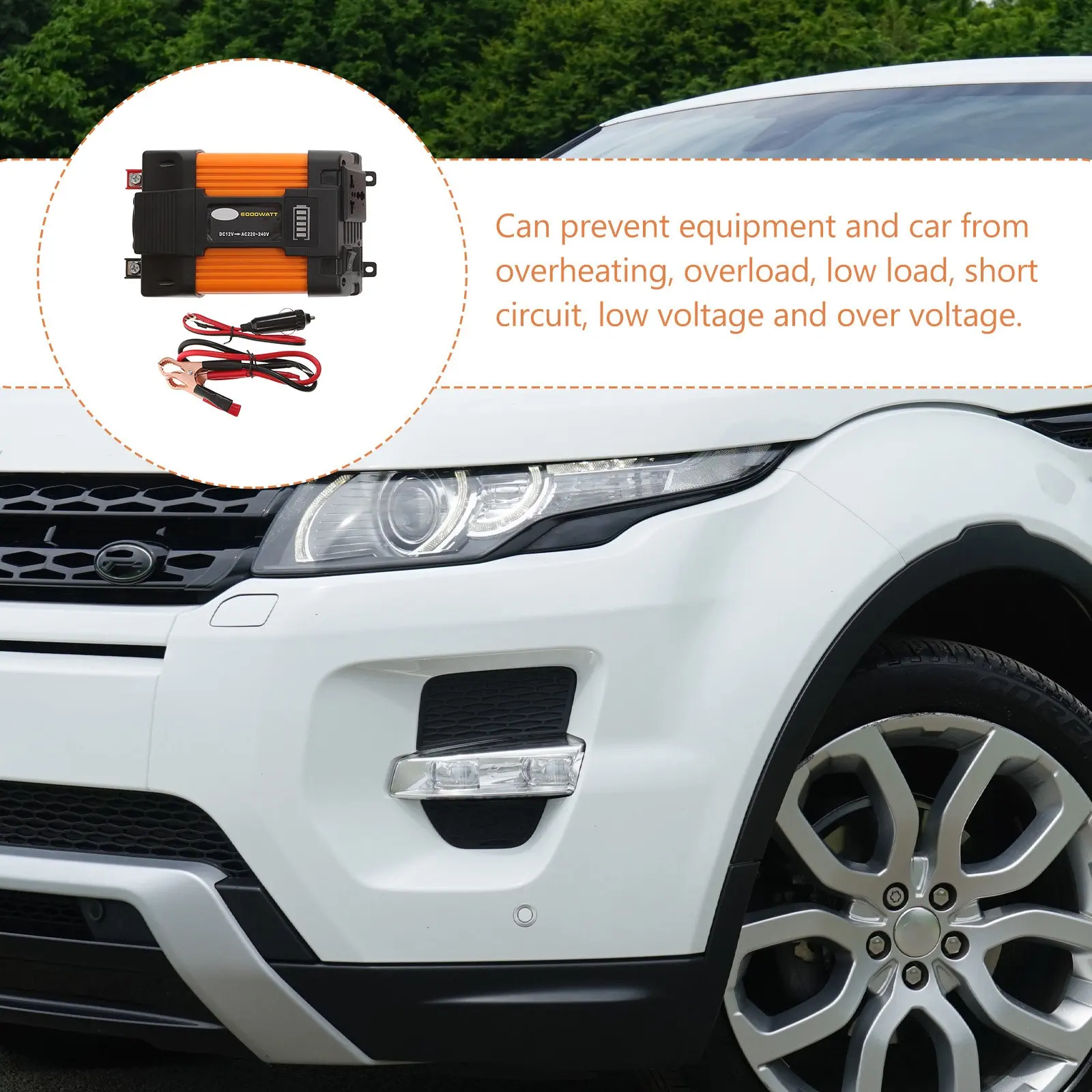 1Set 6000W Dual USB Car Inverter 12V Modified Power Adapter for Camping Vacation Work Trip Emergency Outdoor Use Auto