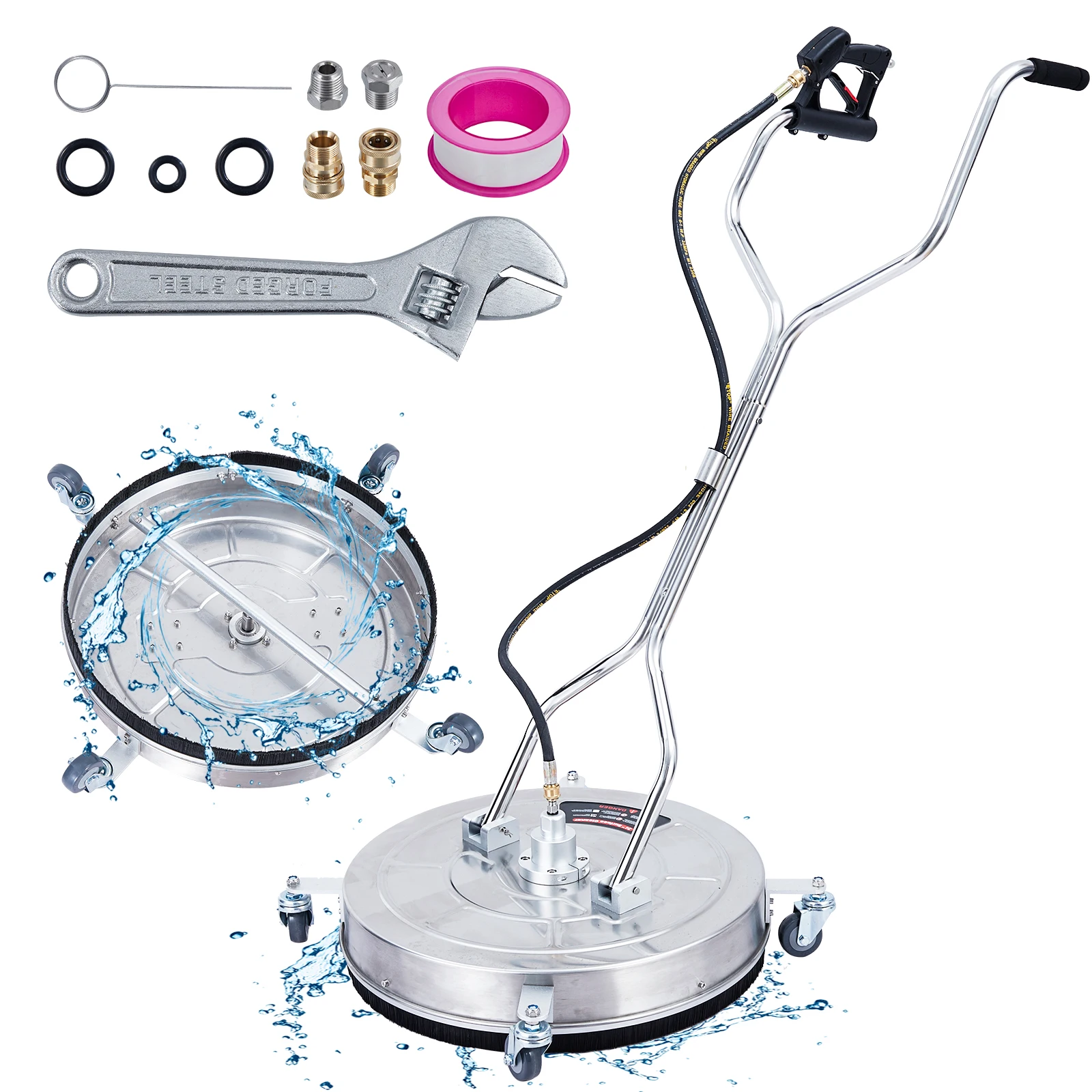 

24" Pressure Washer Surface Cleaner, 2 Replacement Nozzles,Power Washer Surface Cleaner for Driveway Sidewalk Patio