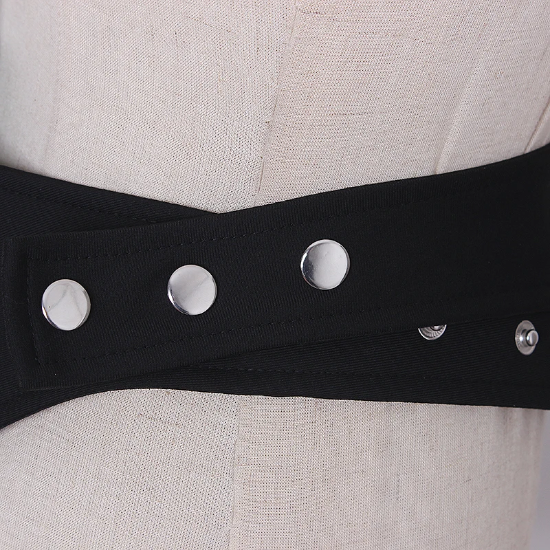 여성용 런웨이 벨트 패션 고딕 펑크 블랙 패브릭 Cummerbunds 여성 드레스 코트 코르셋 허리띠 벨트 장식 와이드 벨트