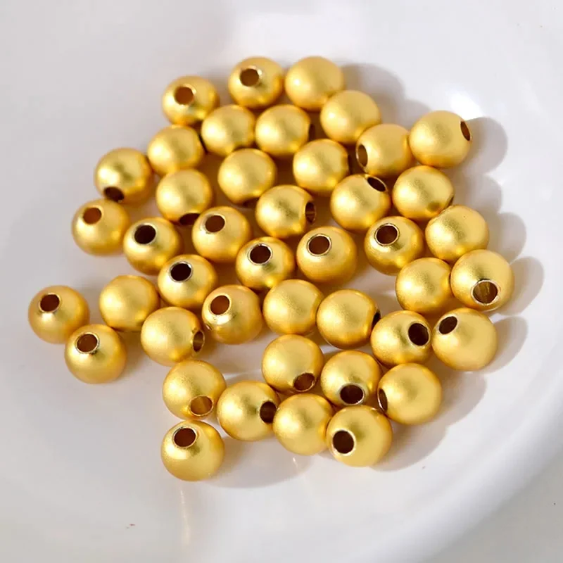 100 pcs 18k Gold Plated Sand gold Spacer Beads Bracelet Necklace  DIY Jewelry Making Accessories 2.5 3 4 5 6mm