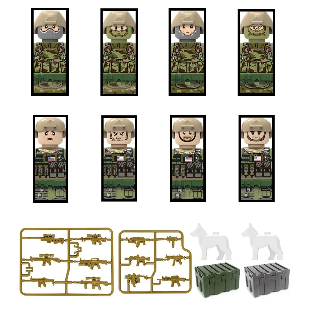 Mini bonecas da força especial do exército para crianças, minifigs, soldados SWAT, blocos de construção MOC, acessórios de tijolos, montar brinquedos