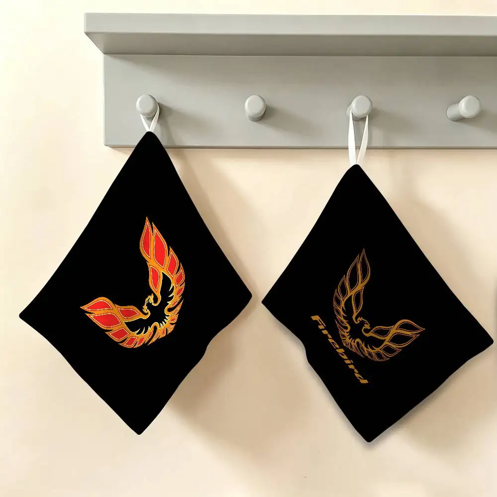 P-Pontiac F-Firebird logo Trans-Am Thickened Polyester Cotton Hanging Towel, High Absorbent Hand Wiping Towel for Indoor Use