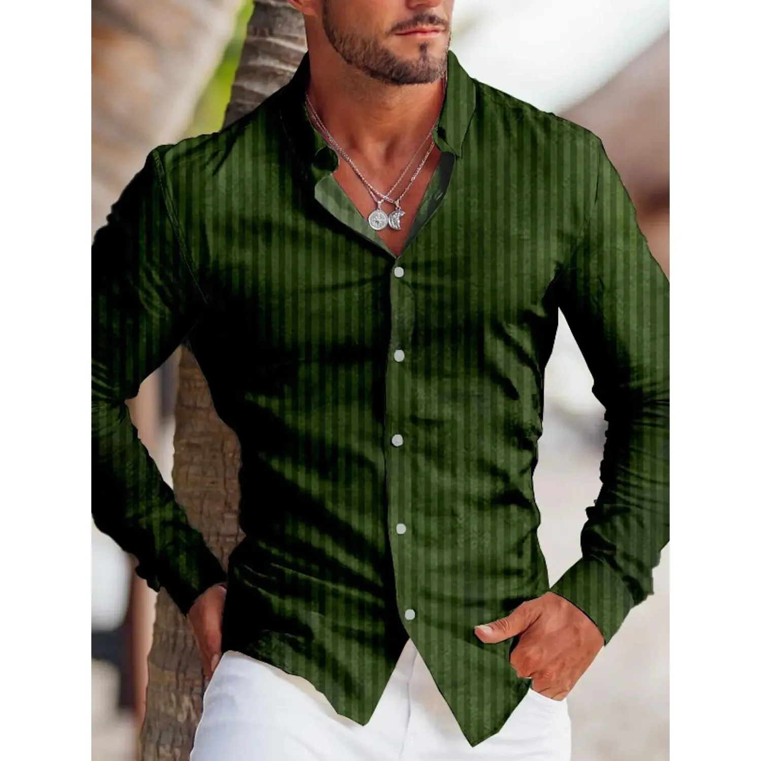 

Spring Mens Singlebreasted Lapel Long irt Daily 3D Print Cleanfit Sle Polypropylene Fabric A-Line Sve Women's irt