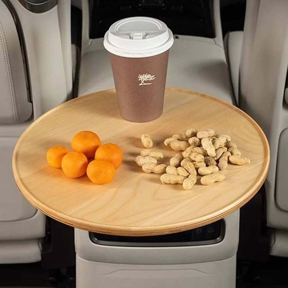Fit For DENZA D9 2024 2025 2026 Car Suspended Solid Wood Small Tableboard Multi functional Office Small Round Table Rotatable