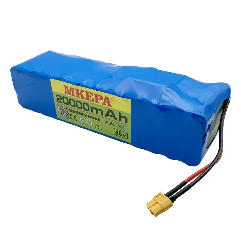 13S3P 48V 20Ah Lithium Battery Pack 500W 750W with BMS for 54.6V E-bike Electric Bicycle Scooter Balanced charging,XT60 JST