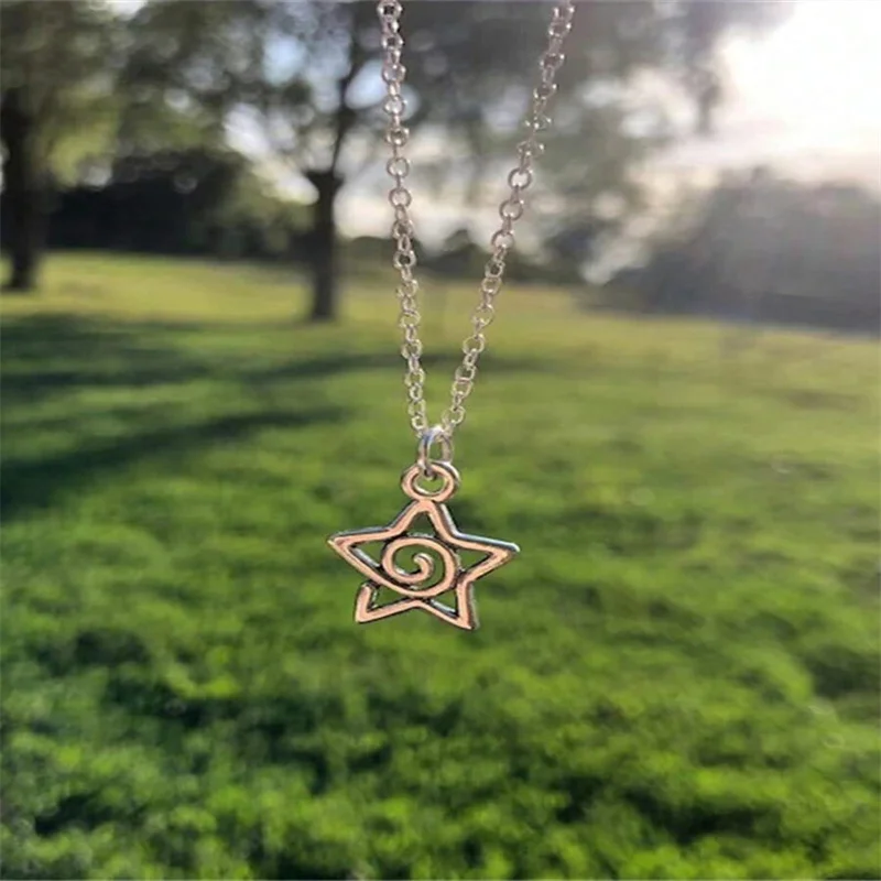 1 collar con colgante de estrella y espiral Y2k, adecuado para mujeres, regalo de joyería estética