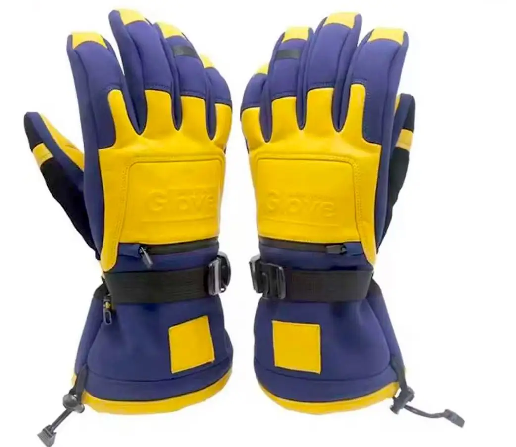 3M Thermal Insulation Cowhide Ski Gloves Long Winter Windproof Warm Gloves Split Fingers Cross-Border for Snow Mountaineering