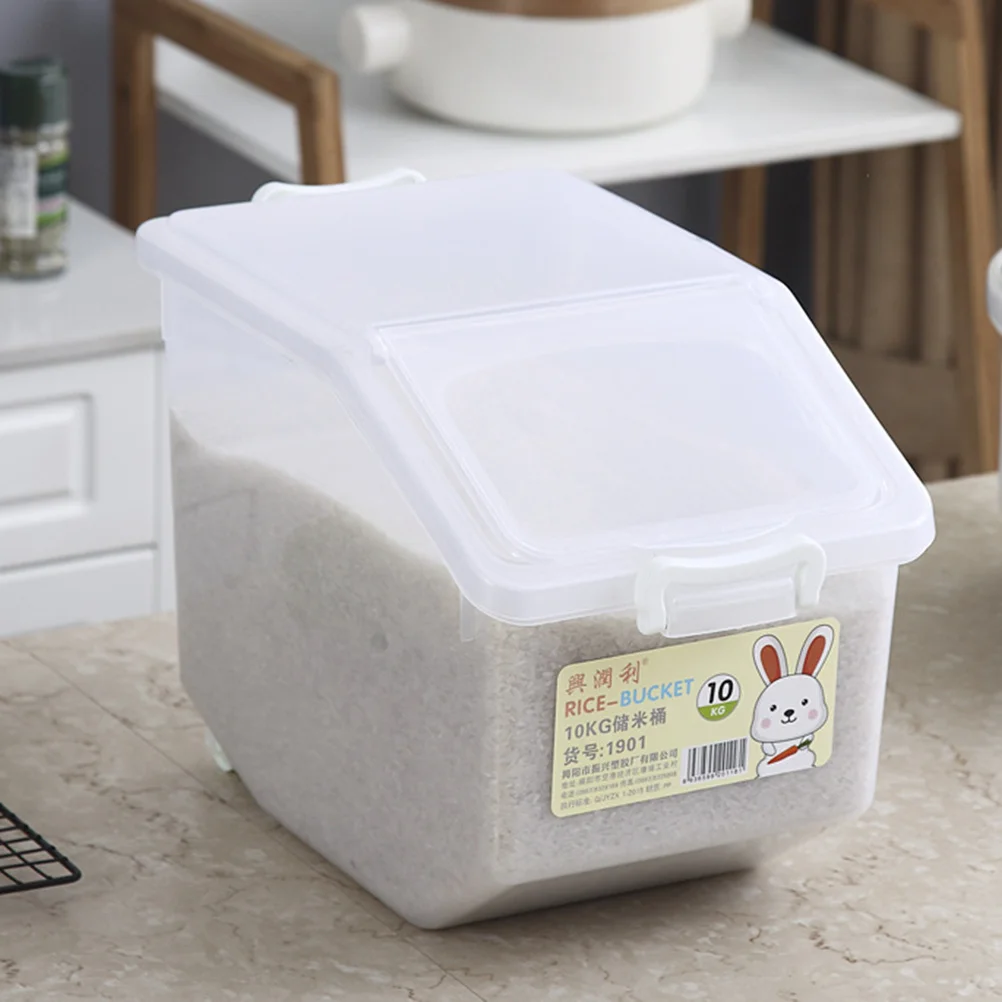 Household Moisture-Proof Rice Bucket Plastic Sealed Storage Box 10kg Kitchen Flour Storage Container Space-Saving