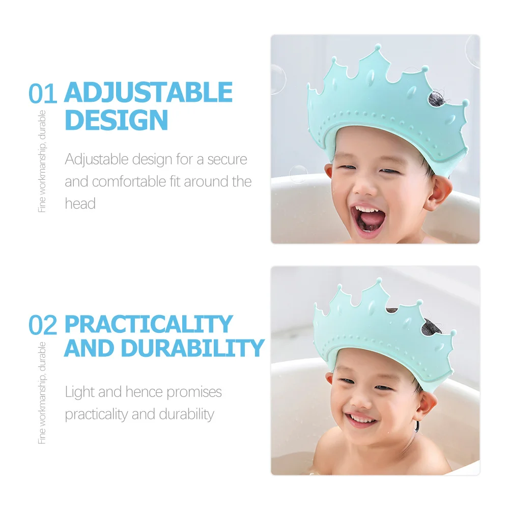 

Waterproof Bath Hat for Kids Crown Shape Adjustable Shampoo Cap for Baby Toddler Easy Bathing No Leaking Kids Bath Caps