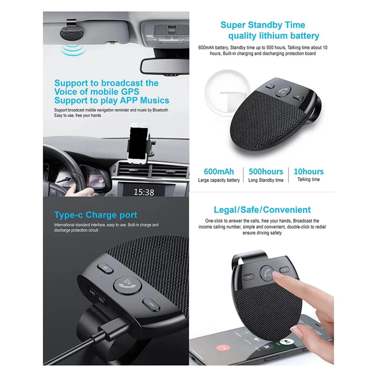 compatibile-🔧-kit-vivavoce-per-auto-bluetooth-50-lettore-musicale-wireless-per-visiera-parasole-con-microfono-riduzione-del-rumore