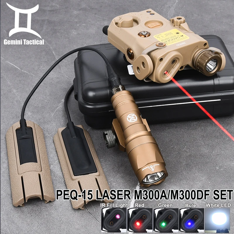 

Wadsn PEQ15 Tactical M600DF Flashlight M300A Scout Light IR Fill Light Red Green Blue Laser Set Switch Fixed Base Fit 20MM Rail