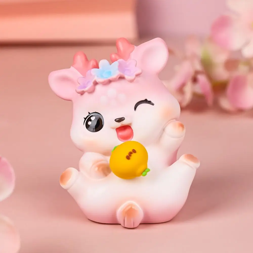 かわいい漫画の鹿の装飾品、樹脂工芸品、エルクのミニチュアフィギュア、リアルなミニ鹿の像、デスクアクセサリー、DIY
