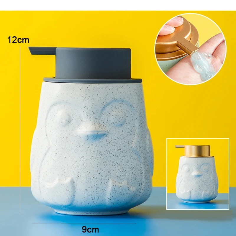 

Animal Embossed Ceramic Hand Sanitizer Bottling Bathroom Shower Gel Shampoo Lotion Bottle Household Disinfectant Press Container