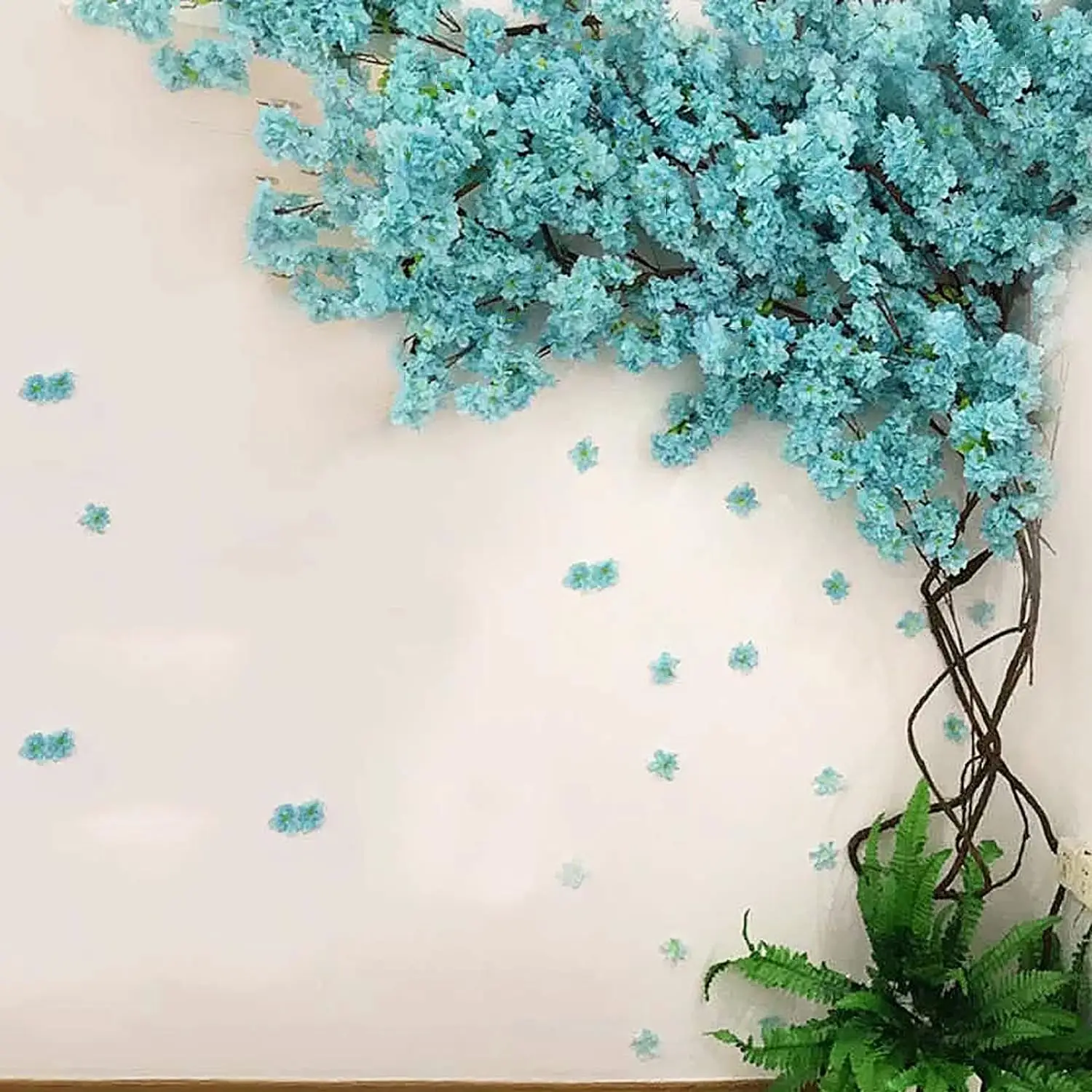 

Blue Cherry Blossom Tree Faux Cherry Blossom Vines Decor with 30 Branches Cherry Blossom 3 Tree Vine for Indoor Outdoor Wedding