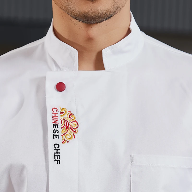 White Chef Shirt Work Clothes Chef Jackets Men Restaurant Cafeteria Cook Clothes Kitchen Uniform Unisex Short Sleeve Bakery