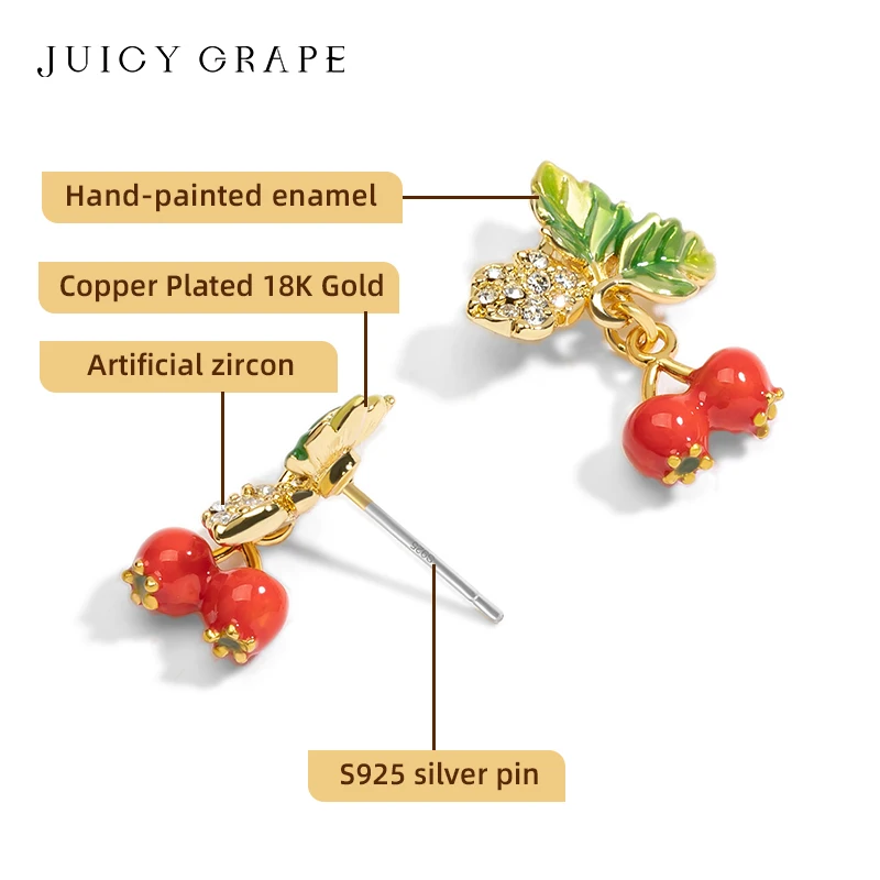 Emaille-Ohrringe mit Fruchtblüten – 925er Sterlingsilber mit Akzenten aus 18 Karat Gold |   Koreanische Hochzeitsschmuckkollektion 2025