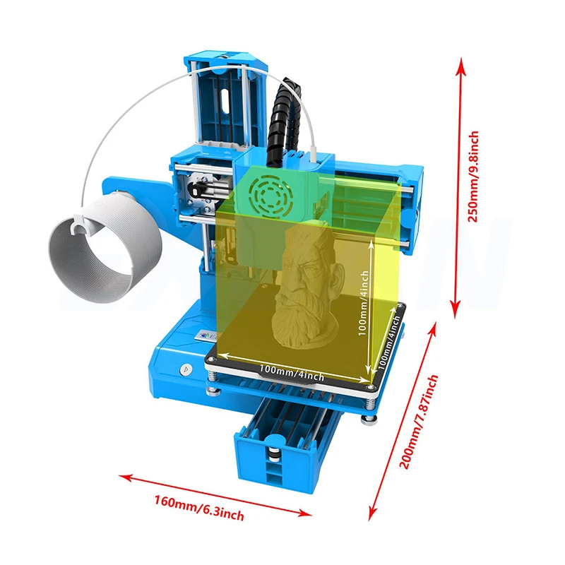 Imagem -03 - Mini Impressora 3d Educação Doméstica Estudantes com 1.75 mm 0.4 mm Bico Certificado do ce Função de Corte Automático Easythreed-k9