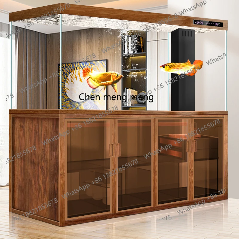 

Household living room large floor-to-ceiling, glass bottom filter ecological no-change aquarium box new model