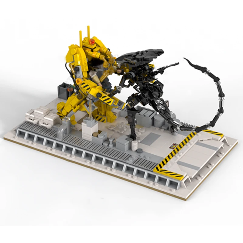 896 Uds. Moc Aliens Micro Diorama: Ripley Vs Alien Queen bloques de construcción montaje creativo ladrillos juguetes niños regalo de vacaciones