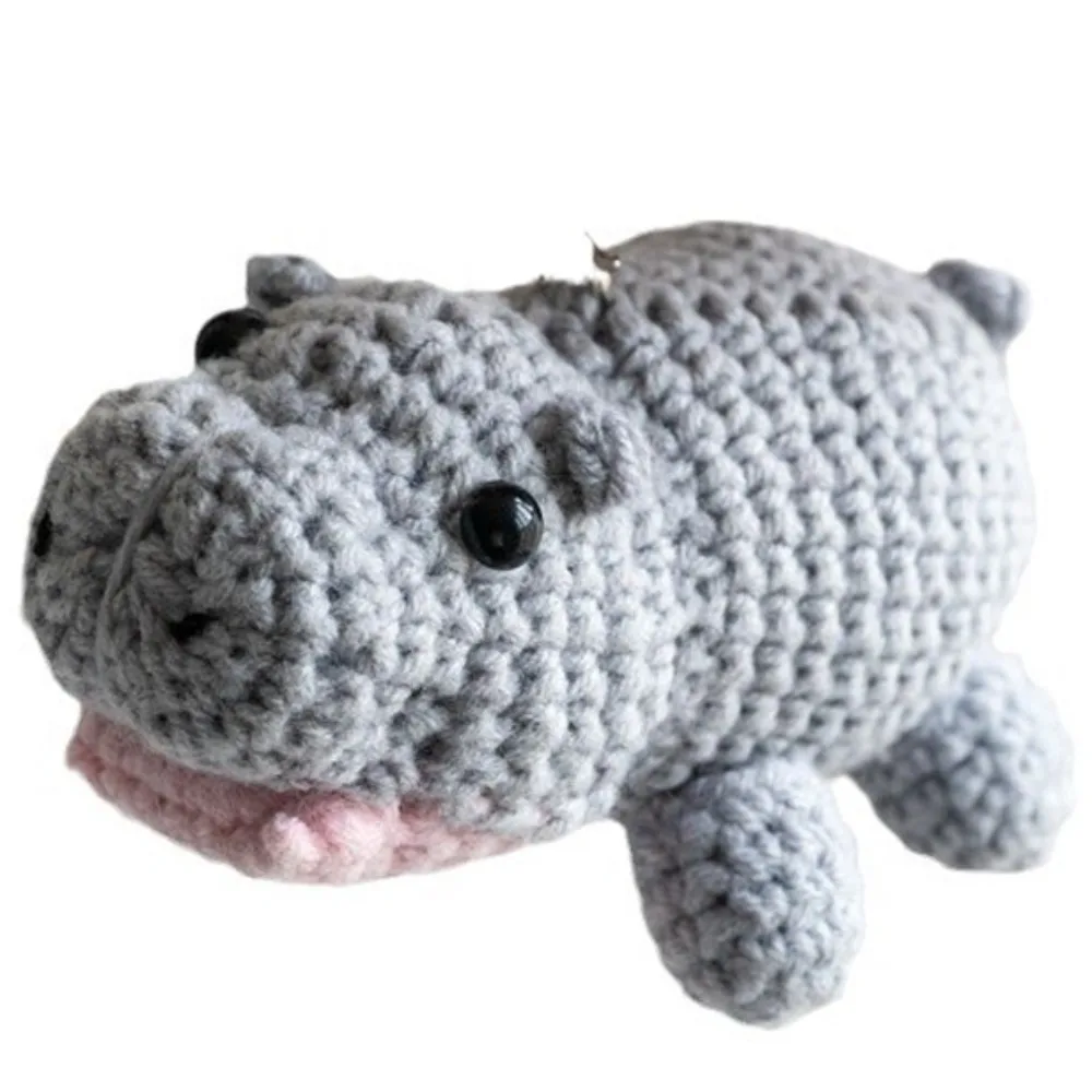 The Bouncy Pig Angry Baby Hippo Doll Portable Handmade Pygmy Hippopotamus Pendant Funny Cute Hippo Key Holder Christmas Gift