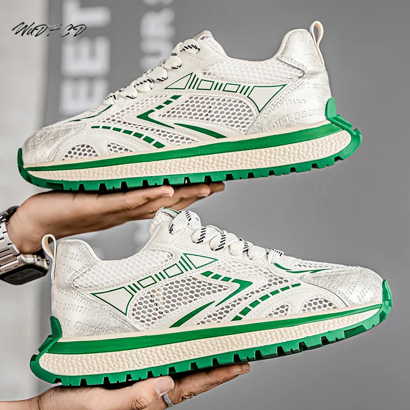 

Кроссовки, повседневные мужские дизайнерские кроссовки на мягкой подошве в стиле ретро, модная кожаная сетчатая дышащая спортивная обувь на увеличенной платформе