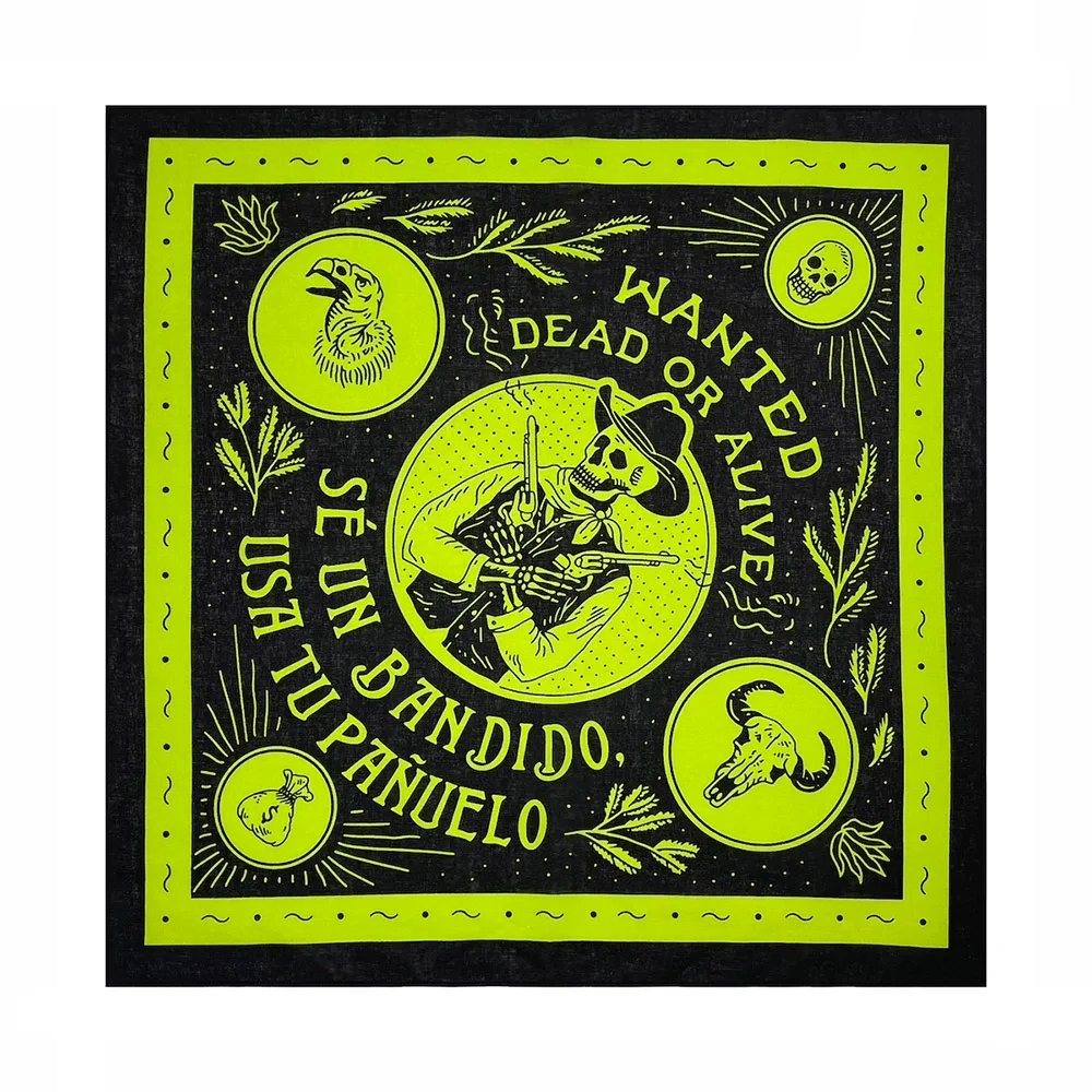 Pañuelo cuadrado de algodón con estampado Digital de calavera para hombre, Hijab de Cachemira para deportes, baile callejero, ciclismo, senderismo,